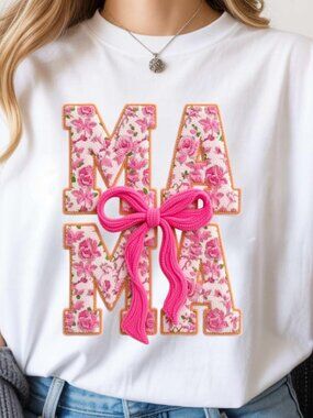 Faux Yarn Crochet Mama Shirt, Floral Mother’s Day Gift